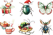 Quirky Christmas Insects Clipart, an Illustration by CraftArtStudio (Thumbnail 2 of 6)