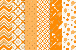 Tangerine Glitter Boho Patterns