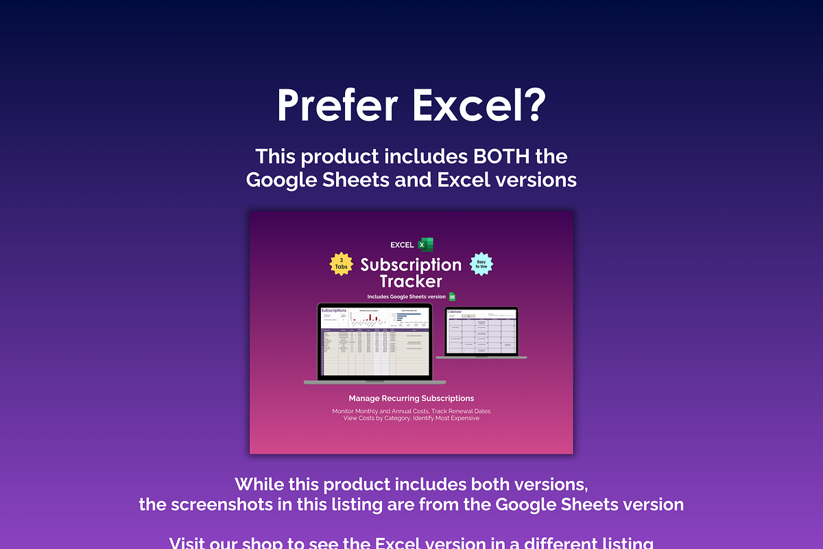 Subscription Tracker - Google Sheets preview 4