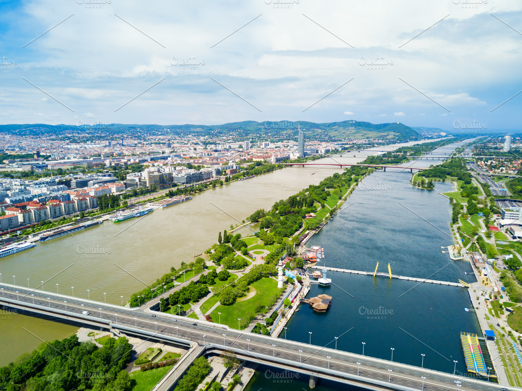Danube district aerial, Vienna, a Photo by saiko3p