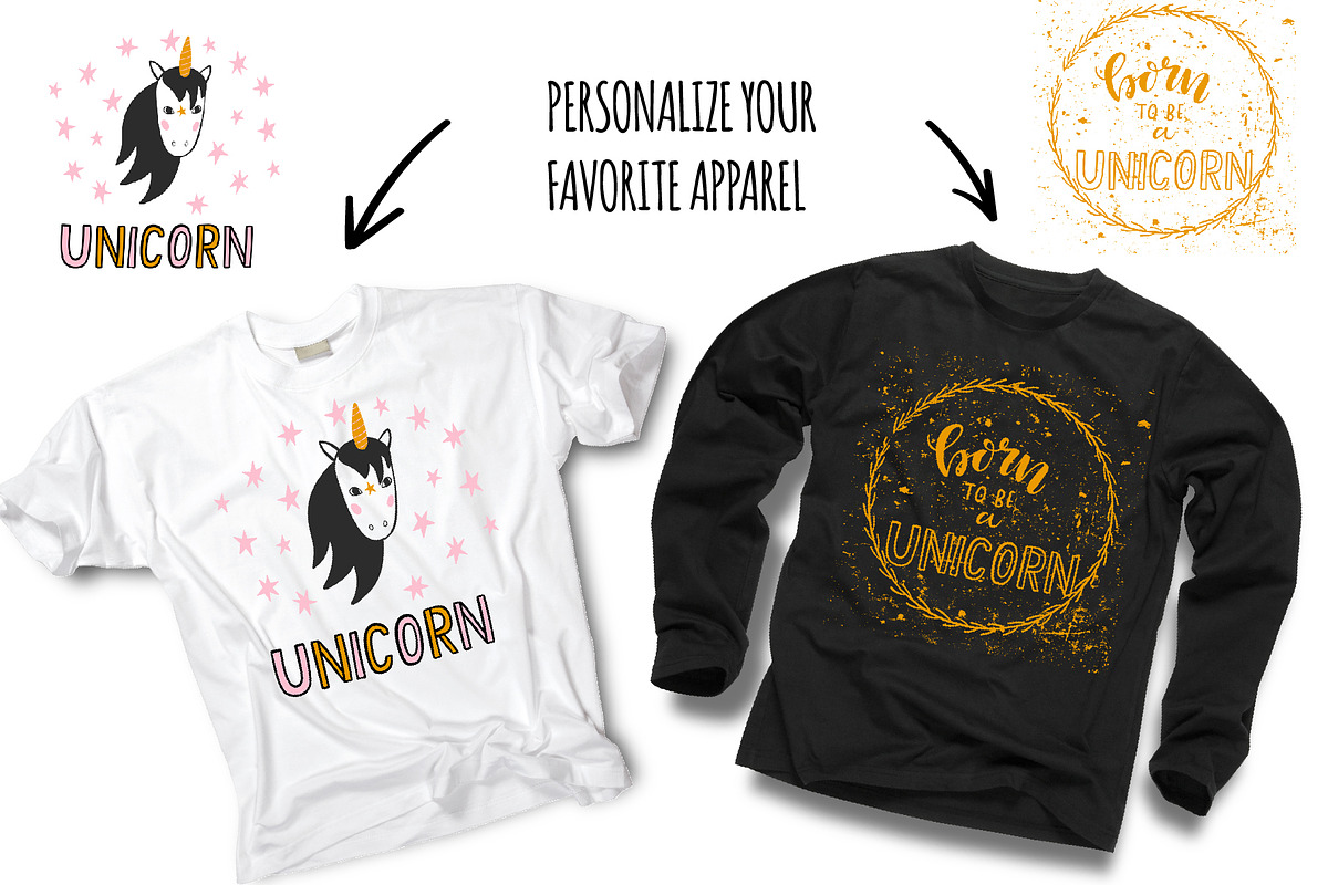 Unicorn Clip Art & Lettering Set, a Texture Illustration by 5August Art (Photo 4 of 8)