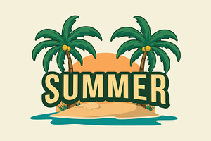 A tropical island with palm trees, a Branding & Logo Template by Saba Vector