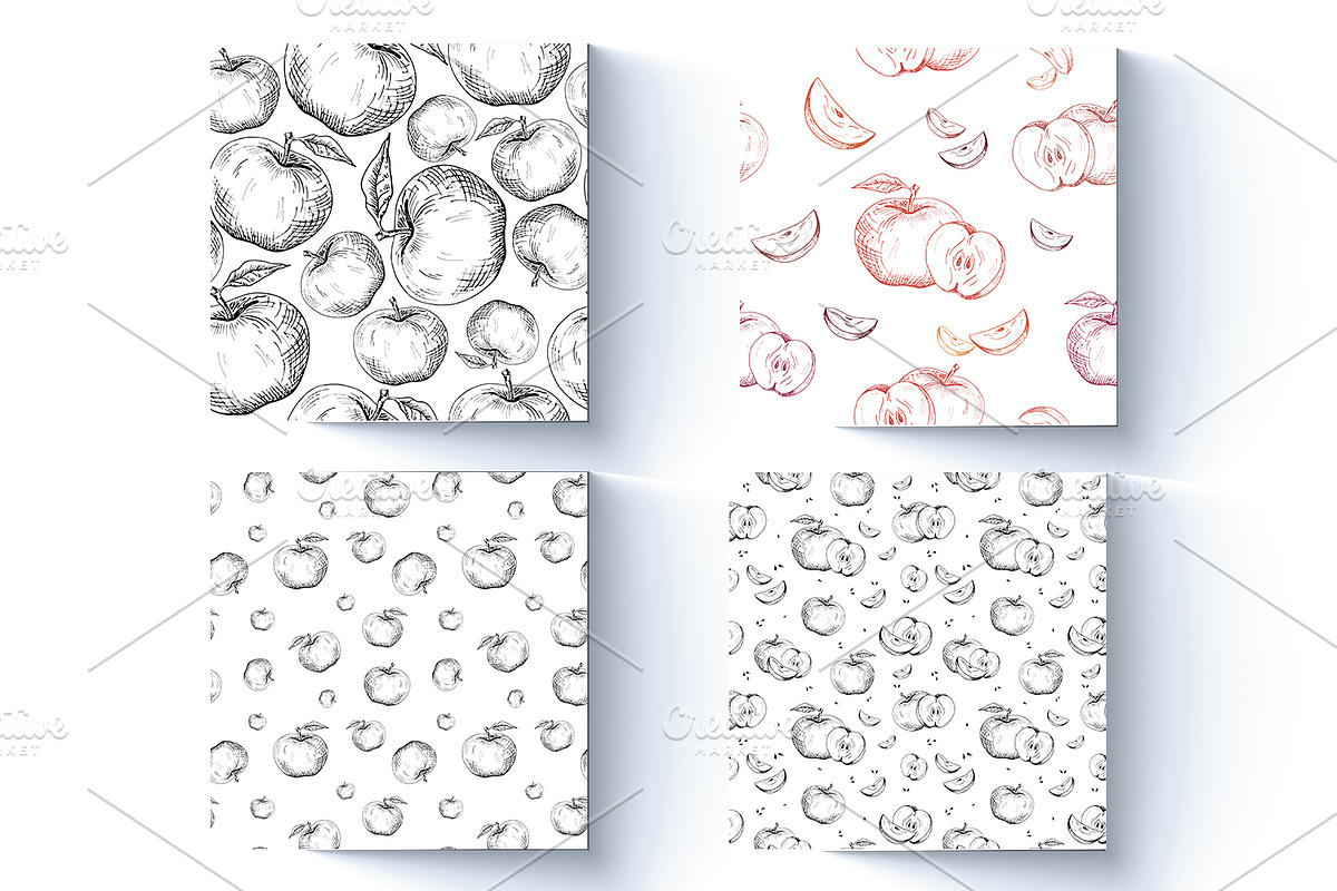 Apples. Sketches and patterns, an Illustration by Canatic (Photo 5 of 17)