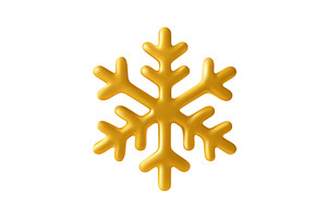 3D gold snowflake icon,, an Object Illustration by ModVector