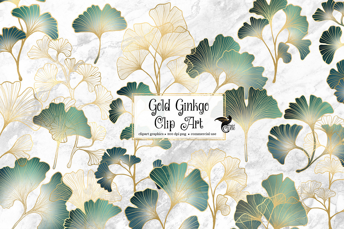 Gold Ginkgo Clipart, an Object Graphic by Digital Curio (Photo 1 of 4)