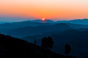 Sunrise on mountain containing autumn, background, and beautiful