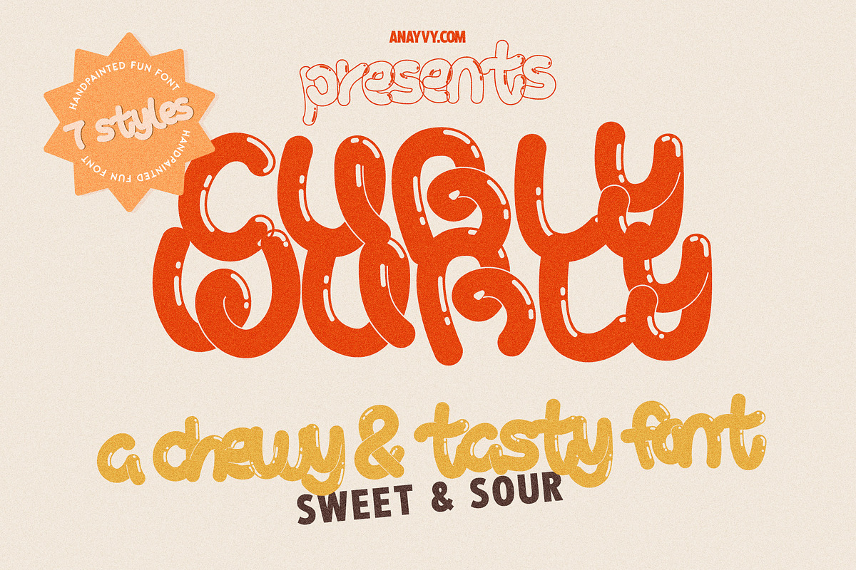 Curly Wurly | Retro Display Bubble, a Sans Serif Font by ana & yvy (Photo 1 of 13)