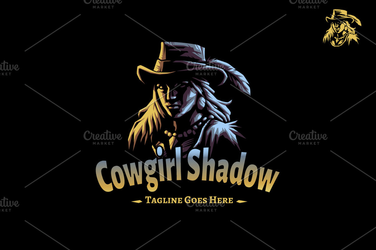 Cowgirl Shadow Logo, a Branding & Logo Template by Kongstones_std (Photo 1 of 3)