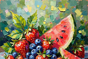 Tropical, Summer Fruit Oil Painting, a Food Illustration by PLUM&FIGS (Thumbnail 1 of 22)