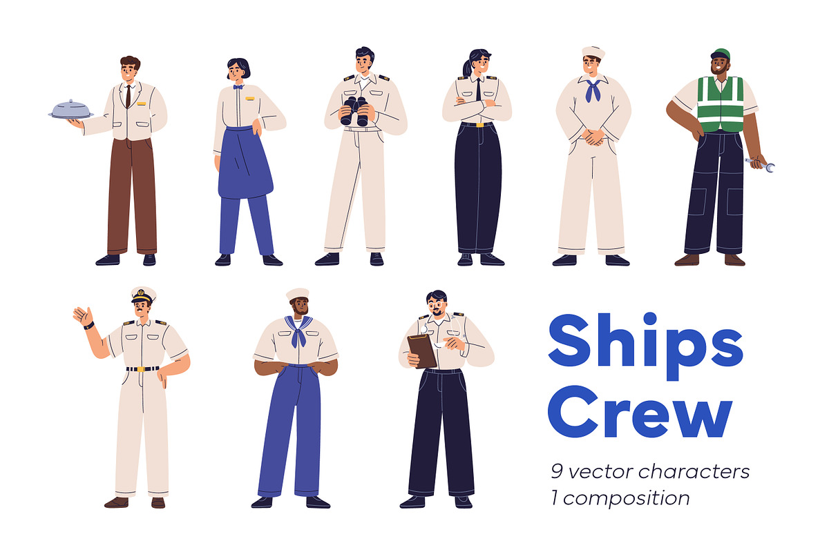 Marine team, ship's crew set, a Person Illustration by Good Studio (Photo 1 of 5)