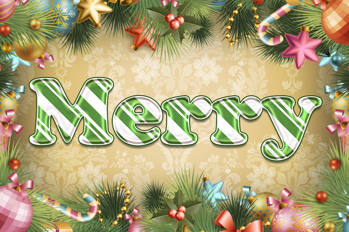 Candy Cane Text for Photoshop, a Layer Style Add-On by Creativenauts (Photo 2 of 5)