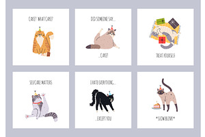 Cute cats cards. Funny fluffy pets, an Animal Illustration by YummyBuum