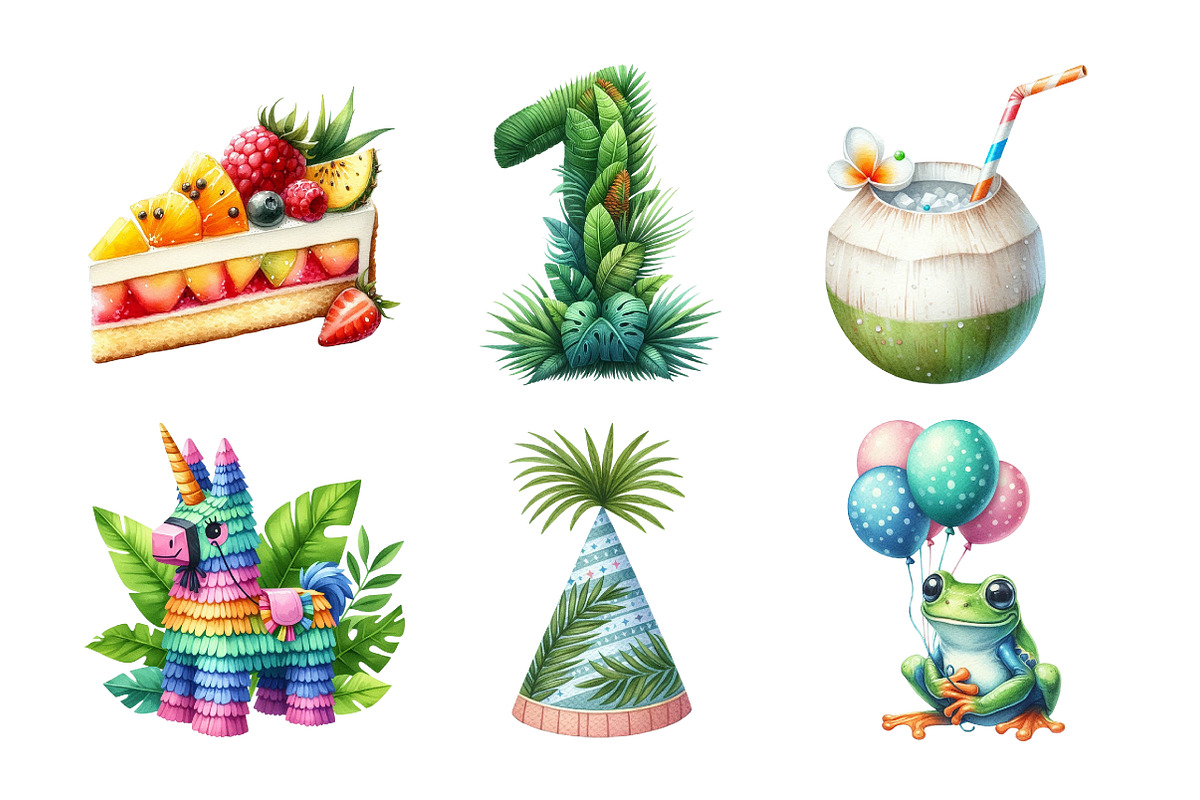 Tropical Lush Green Birthday Clipart, an Illustration by Daily.Designs (Photo 5 of 5)