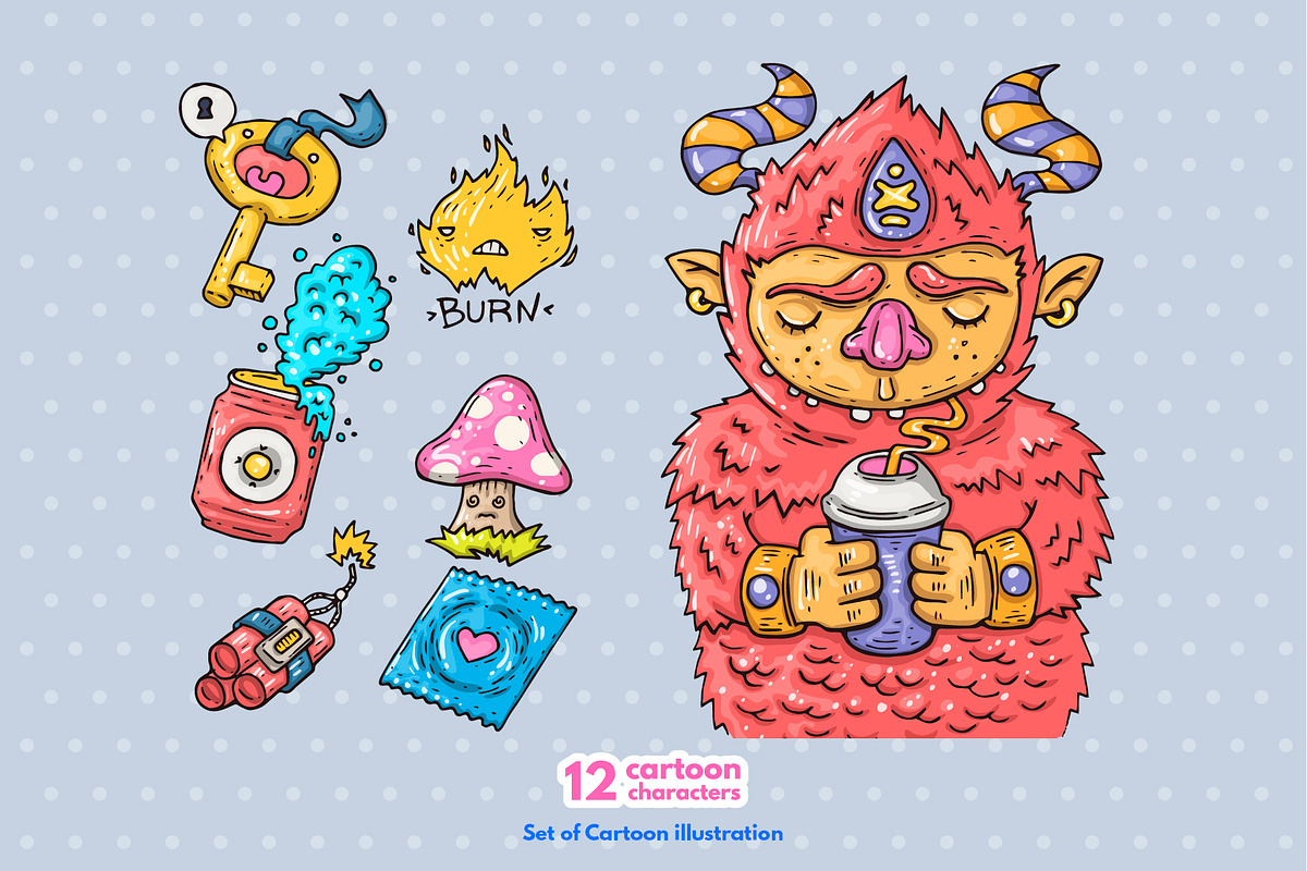 12 Different Cartoon Characters, an Illustration by Andrew_Derr