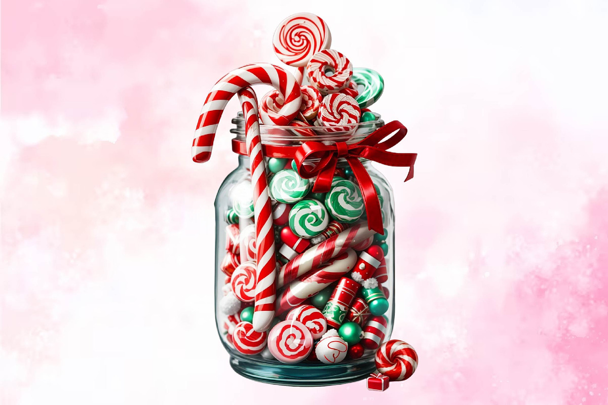 Christmas Candy Cane in Jar Clipart, a Seasonal Illustration by Craft Nest (Photo 5 of 5)