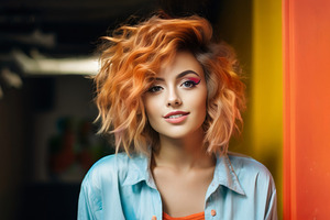 Portrait of Young Woman with Wavy Or, a Person Photo by Fascinadora