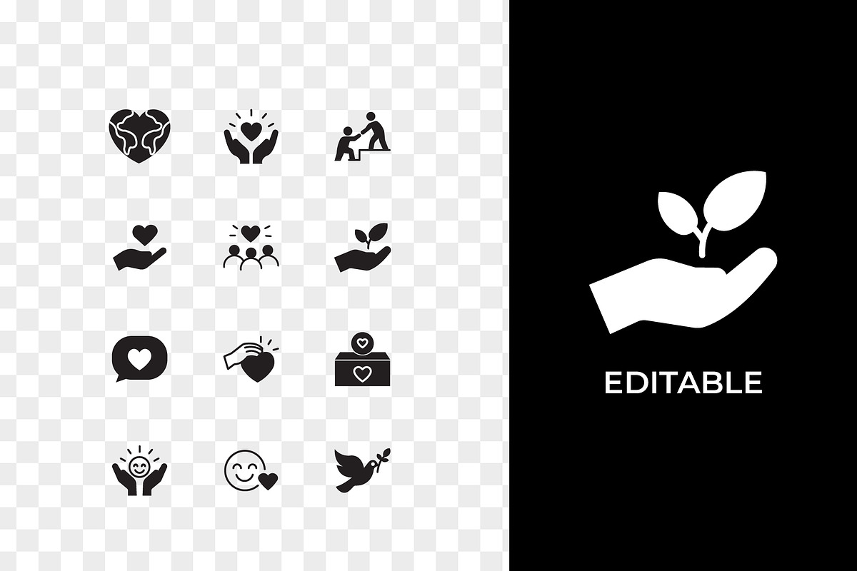 World Kindness Day Solid Icons Set, a Solid Icon by Unique Design Team (Photo 2 of 3)