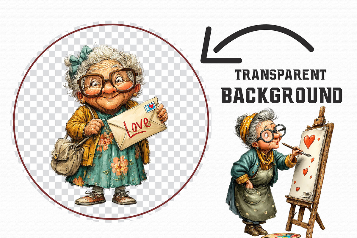 Funny Old Lady Valentine Sublimation, an Illustration by Libby Wishes (Photo 3 of 7)