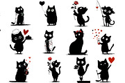 Whimsical Valentine Black Cat, an Illustration by DreamArtGraphic (Thumbnail 3 of 4)