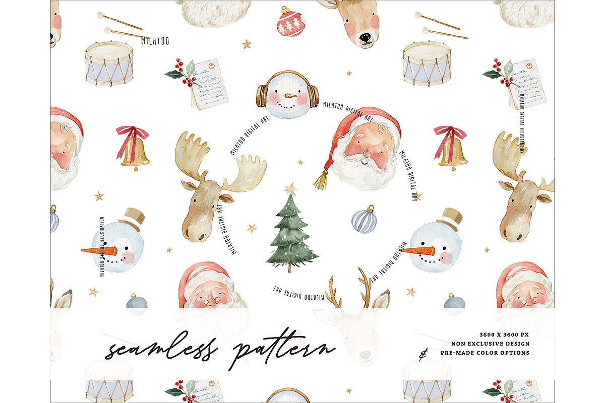 Vintage Christmas Santa face pattern, a Pattern Graphic by Milatoo (Photo 1 of 4)