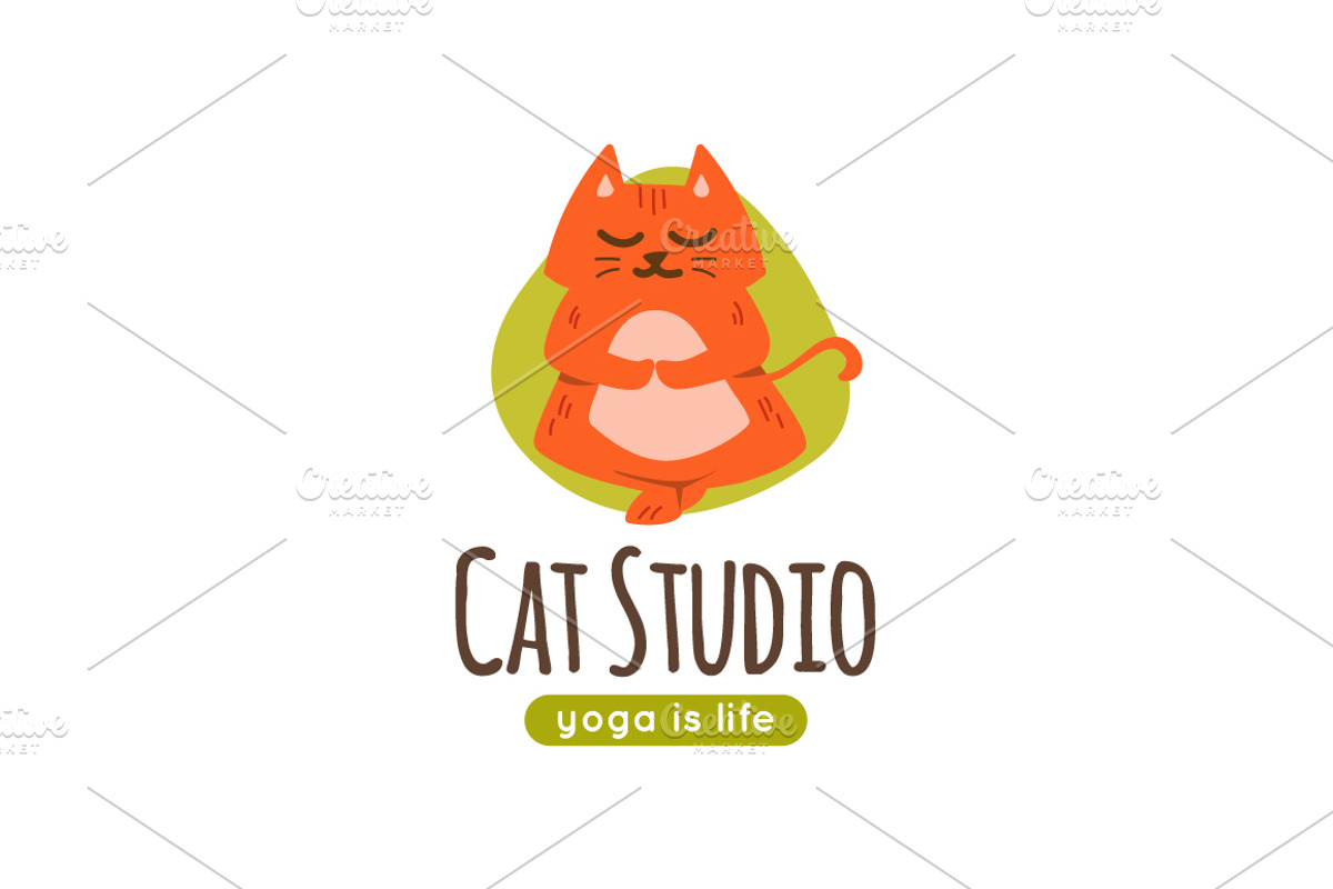 Cat Studio. Yoga Logo., a Branding & Logo Template by Trapezoid (Photo 1 of 2)