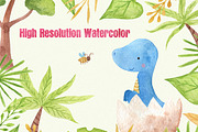 Baby Dinosaur Watercolor Clipart, a Decorative Illustration by LeMagiqueBoutique (Thumbnail 3 of 4)