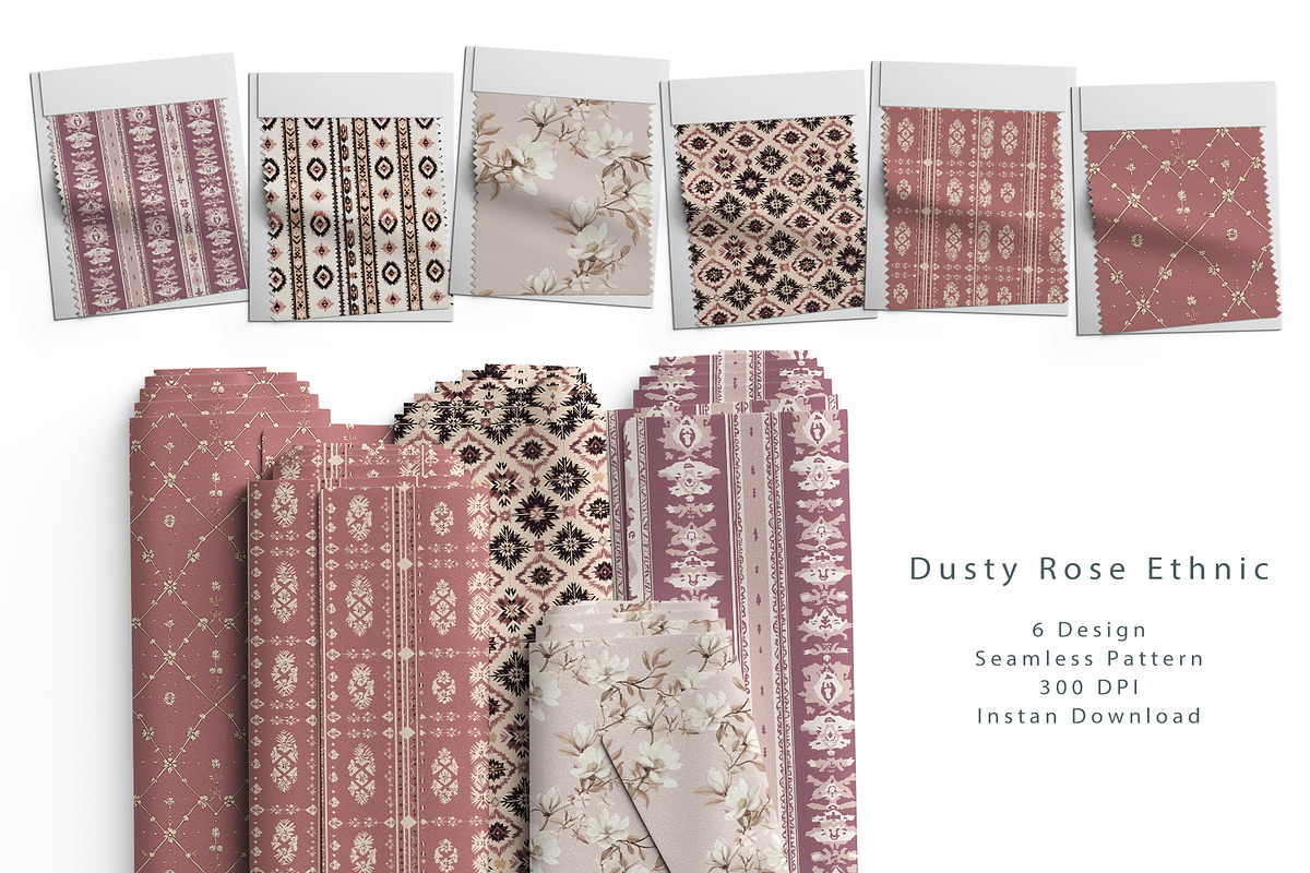 6 seamless pattern:Dusty Rose Ethnic, a Pattern Graphic by StudioCitra (Photo 1 of 10)