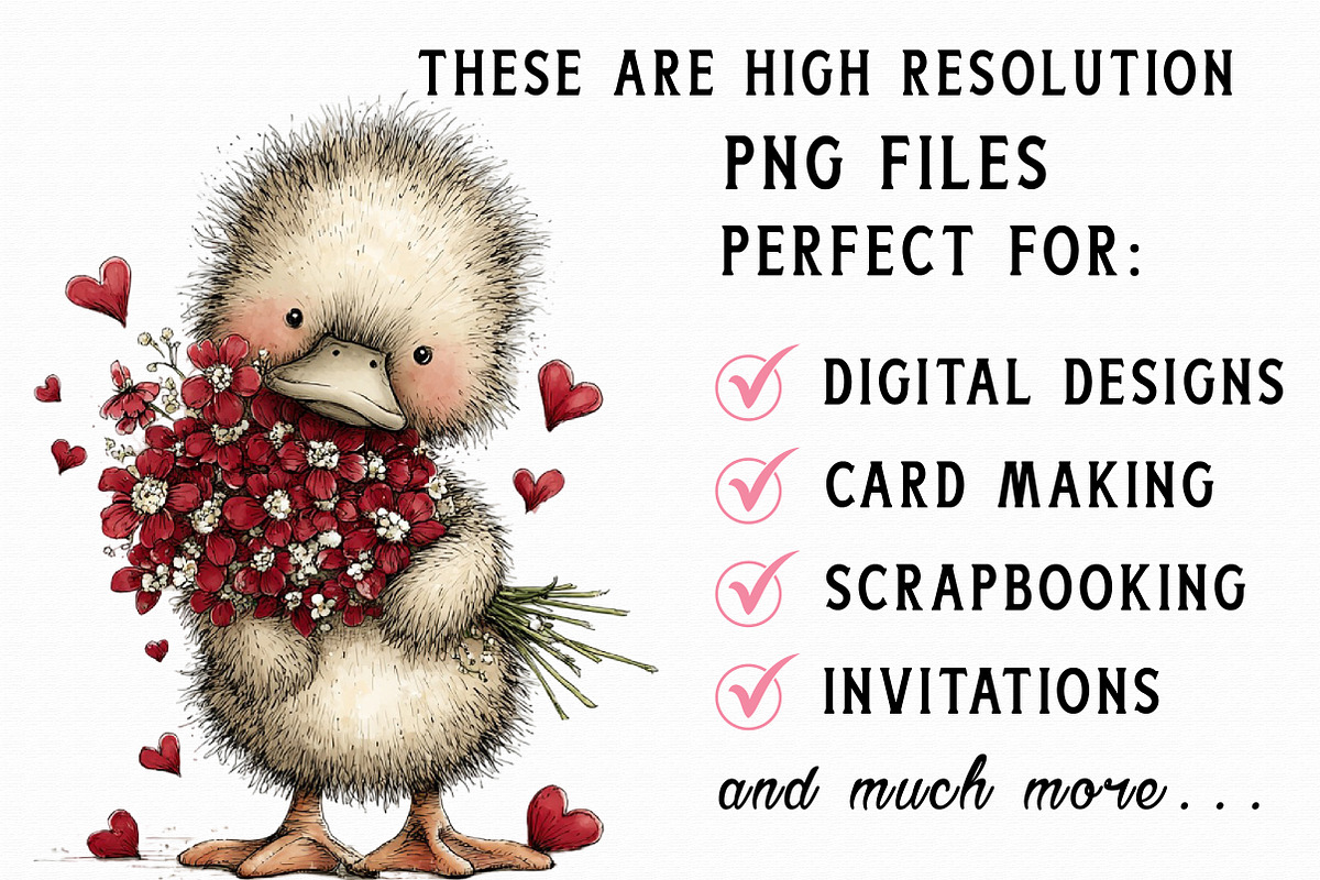 Cute Baby Duck Valentine Clipart, an Illustration by Libby Wishes (Photo 5 of 7)