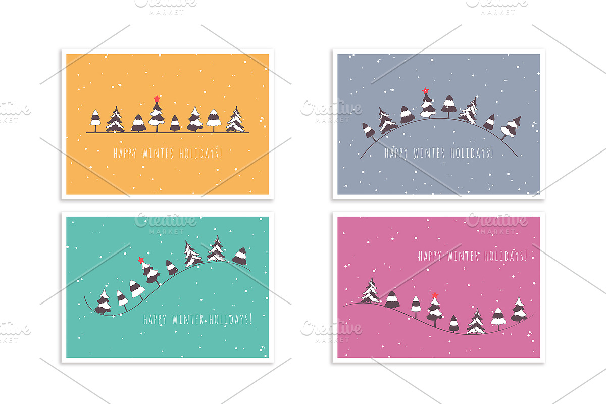 Fir Tree Winter Cards, an Illustration by NKTN graphics (Photo 3 of 3)