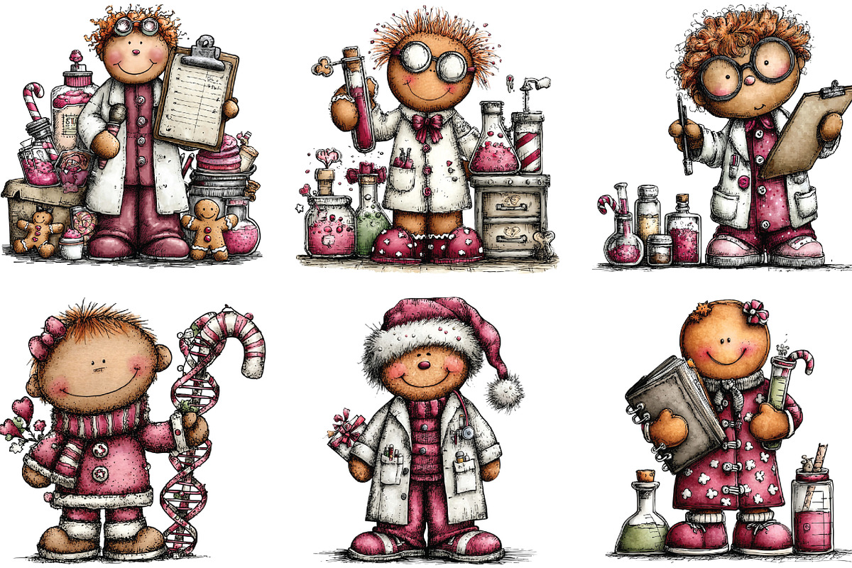 Whimsical Gingerbread Man scientist, an Illustration by CraftArtStudio (Photo 2 of 6)