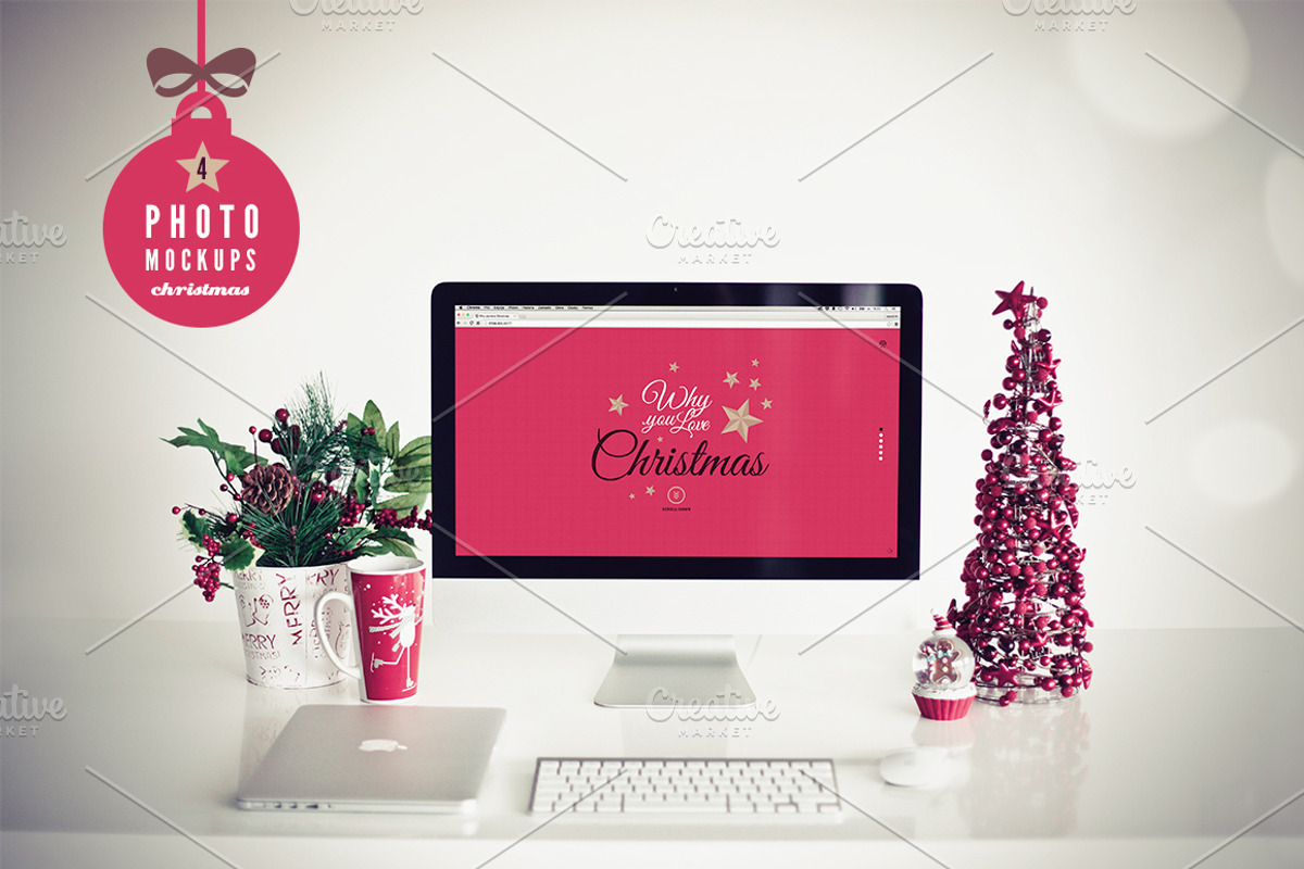 ❄ Christmas ❄ 4 photo mockups, a Mac Mockup by show it better (Photo 1 of 4)