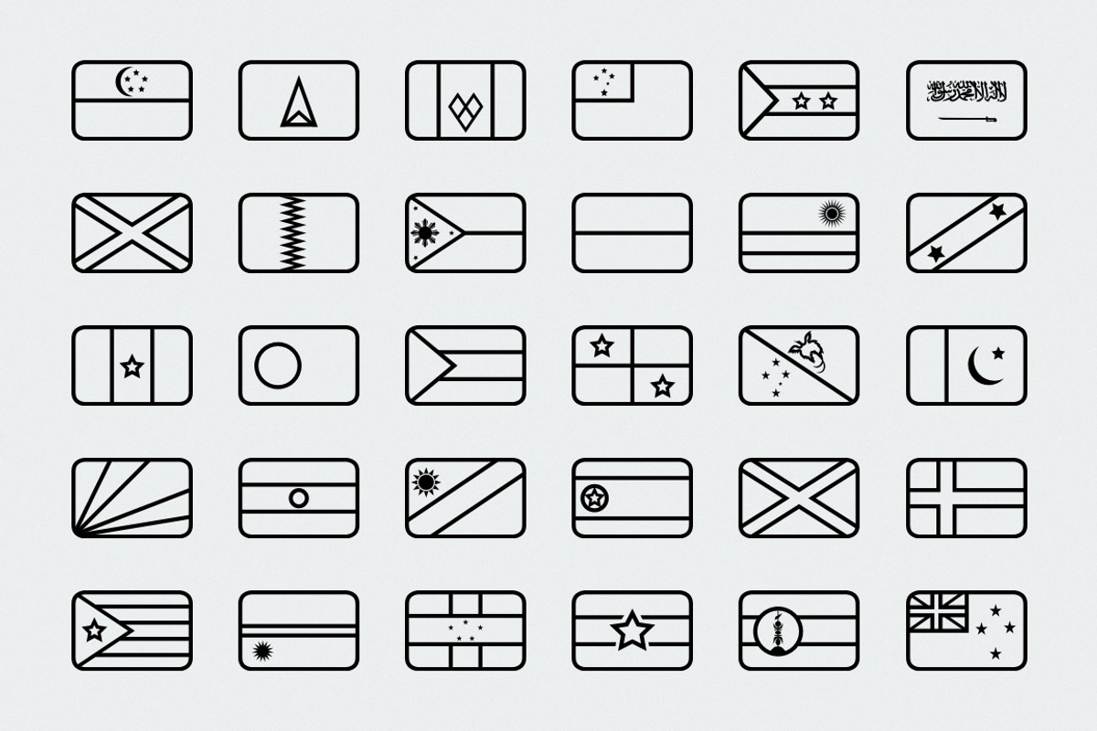 Outline rounded world flags preview 2