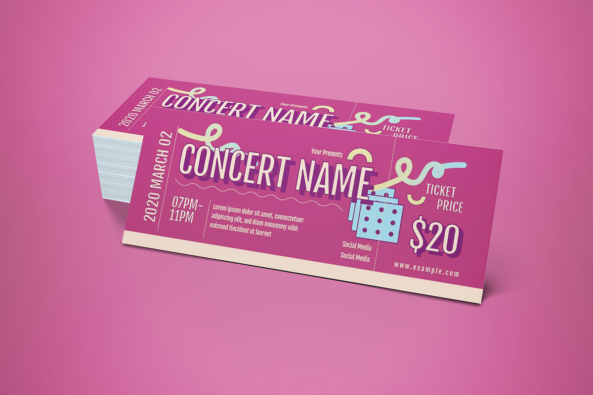 Concert Ticket, a Card Template by graphicook