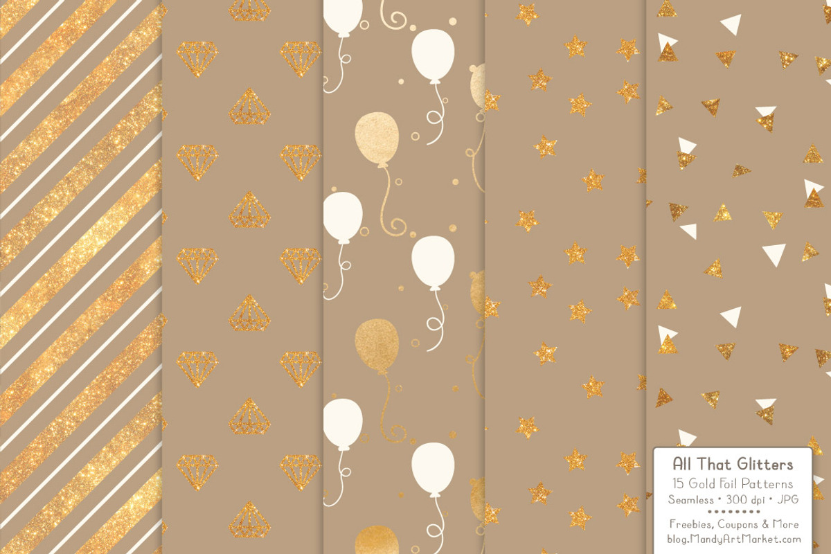 Champagne Gold Foil Digital Papers, a Pattern Graphic by Amanda Ilkov (Photo 2 of 4)
