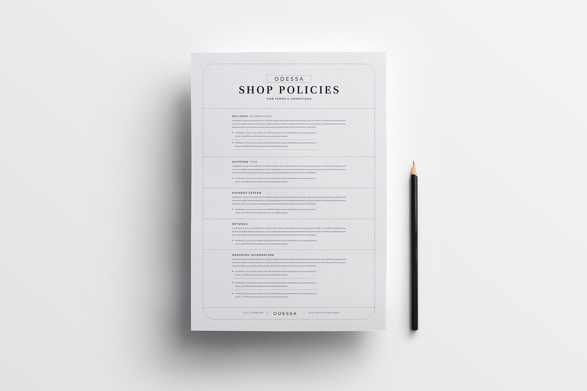 Order Form & Shop Policy Form, a Stationery Template by obayes
