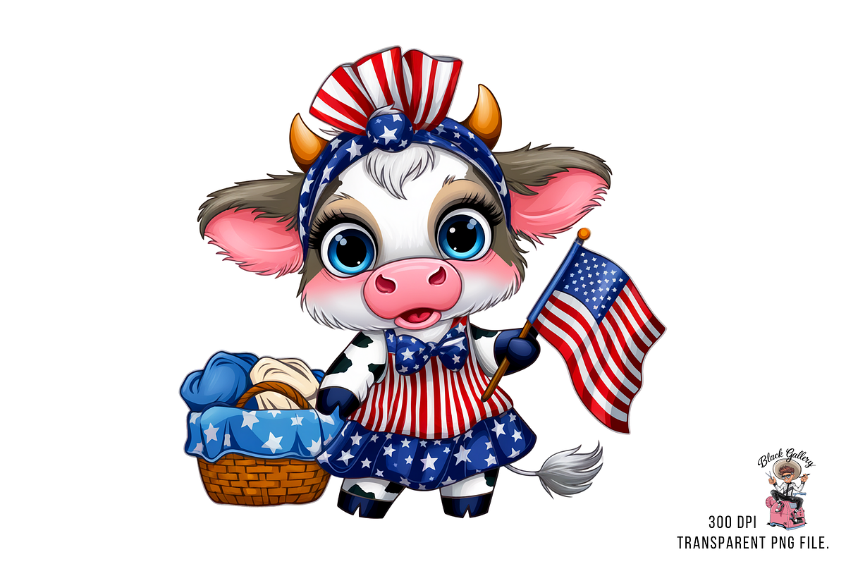 Patriotic Cow with USA Flag 10 PNG, a Graphic by Clipart Bloom (Photo 3 of 11)