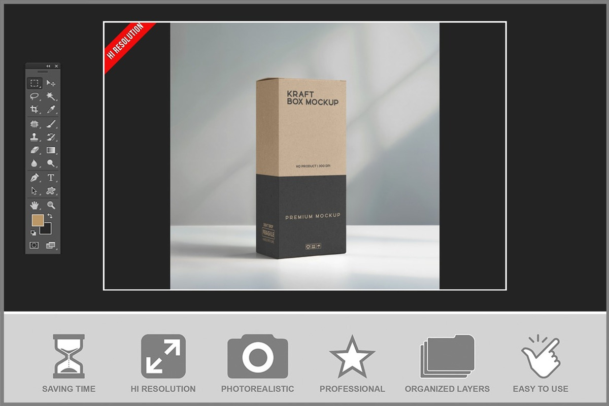 Kraft Box Mockup, a Packaging Mockup by Bruno's Shop (Photo 2 of 3)