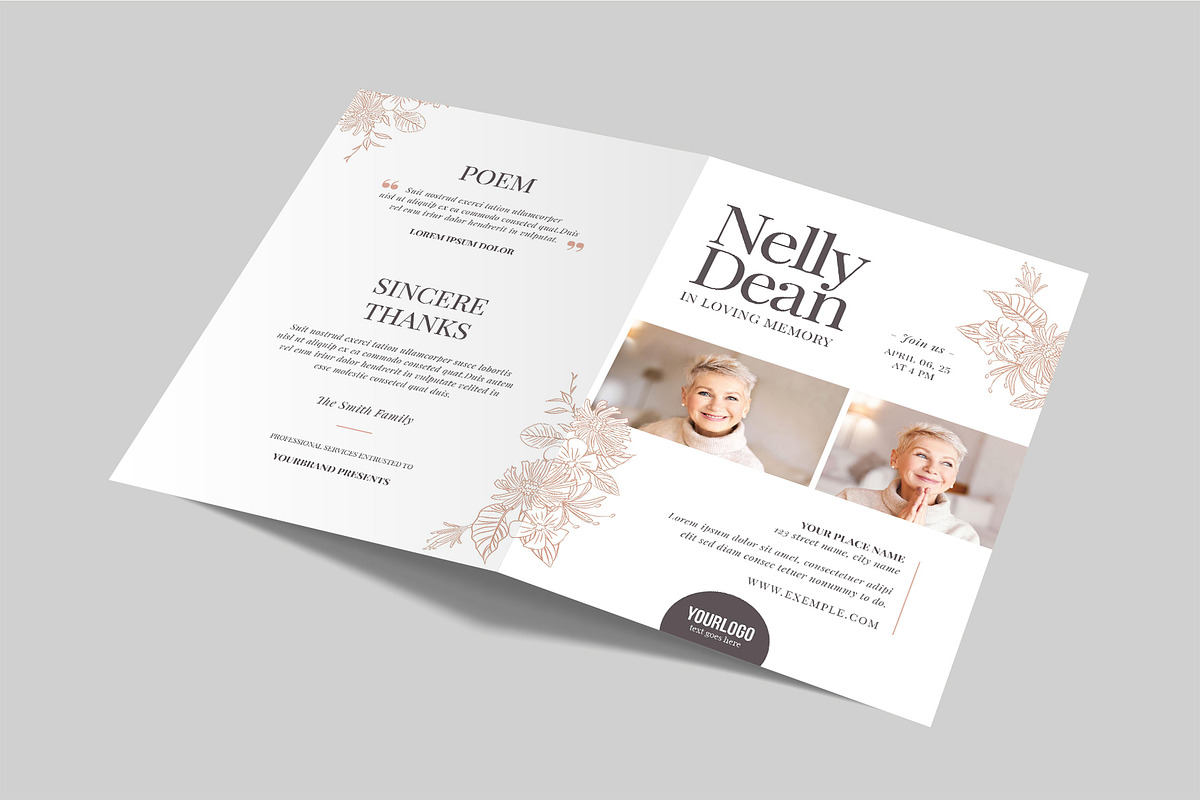 Funeral Service Brochure With Floral, a Flyer Template by BrandPacks (Photo 6 of 9)