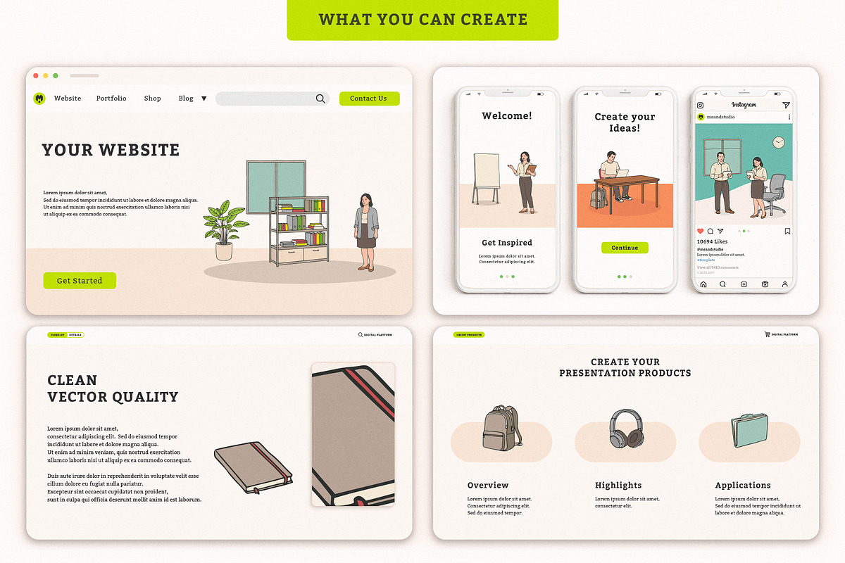 Modern Office Scene Creator, an Illustration by MEANDSTUDIO (Photo 3 of 5)