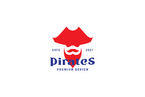 Red Pirates With Beard Vintage Logo