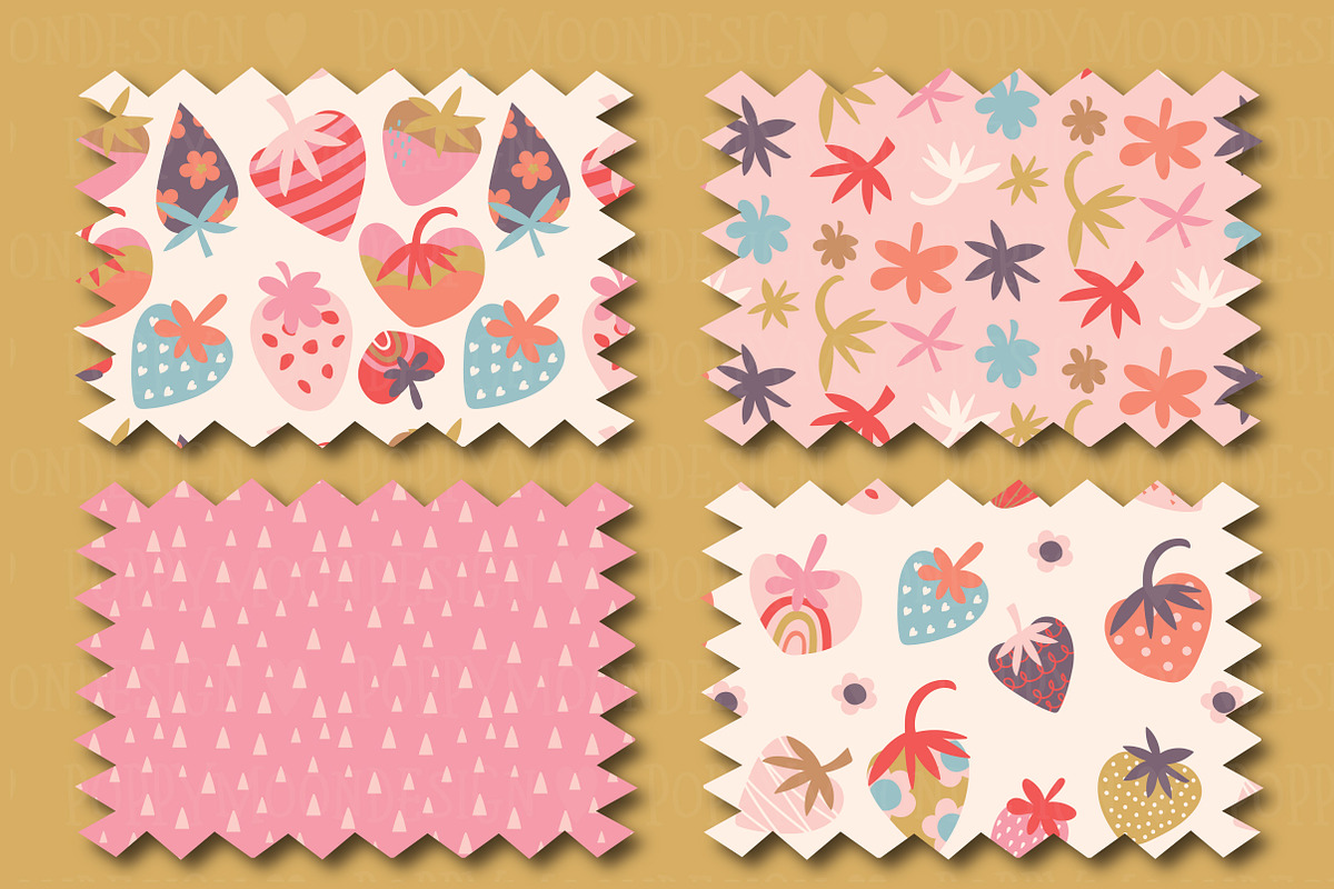 Funky Strawbs clipart & paper set, an Illustration by Poppymoondesign (Photo 4 of 5)