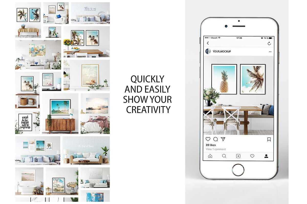 Frames&Walls Coastal Mockups Bundle, a Household Mockup by Yuri-U (Photo 2 of 30)