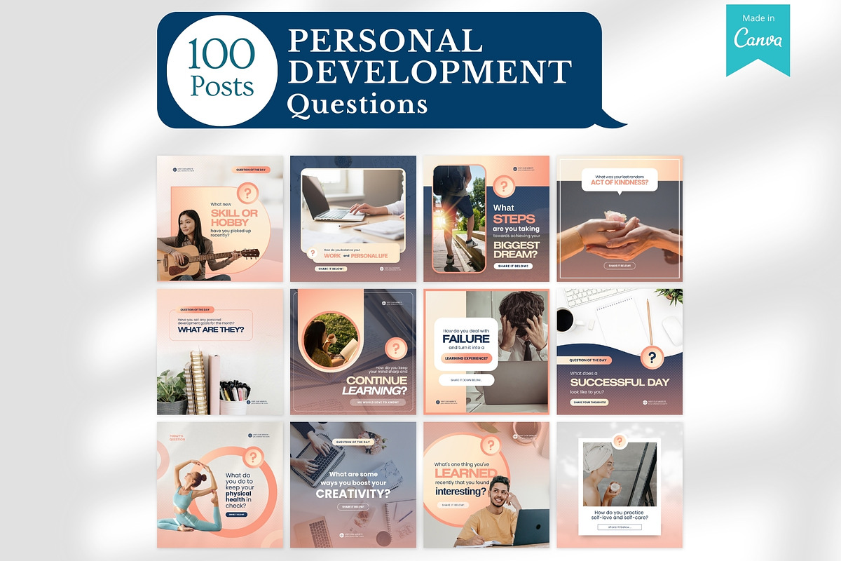 Personal Development Canva Templates, a Social Media Template by Viral Content Design (Photo 4 of 14)