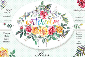 Watercolor Flowers Clipart - Roses