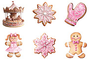 Pink Christmas Gingerbread Sublimati, an Illustration by CraftArtStudio (Thumbnail 2 of 6)