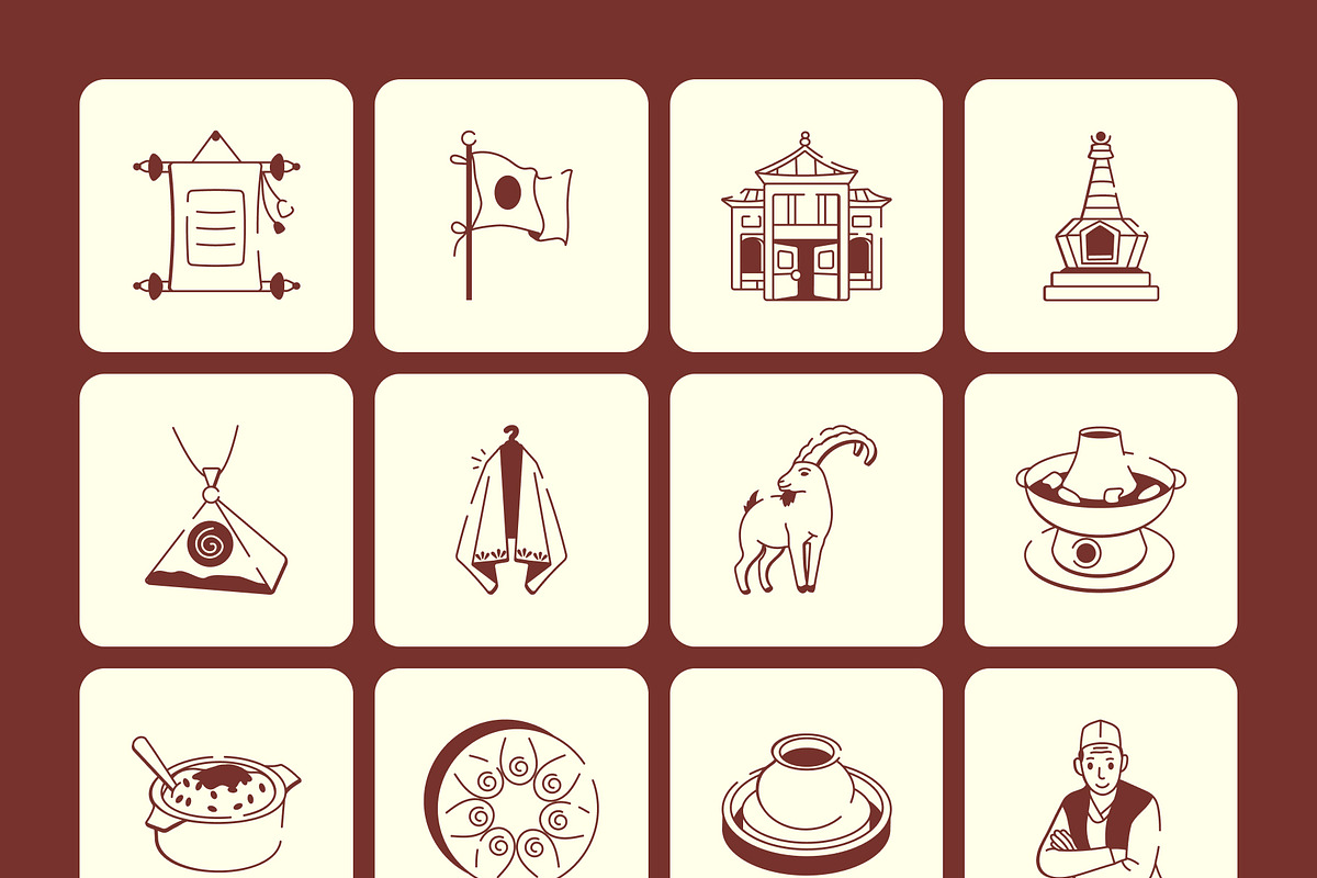 Himalayan Culture Drawing Art Set, an Outline Icon by Vectors Market (Photo 8 of 8)