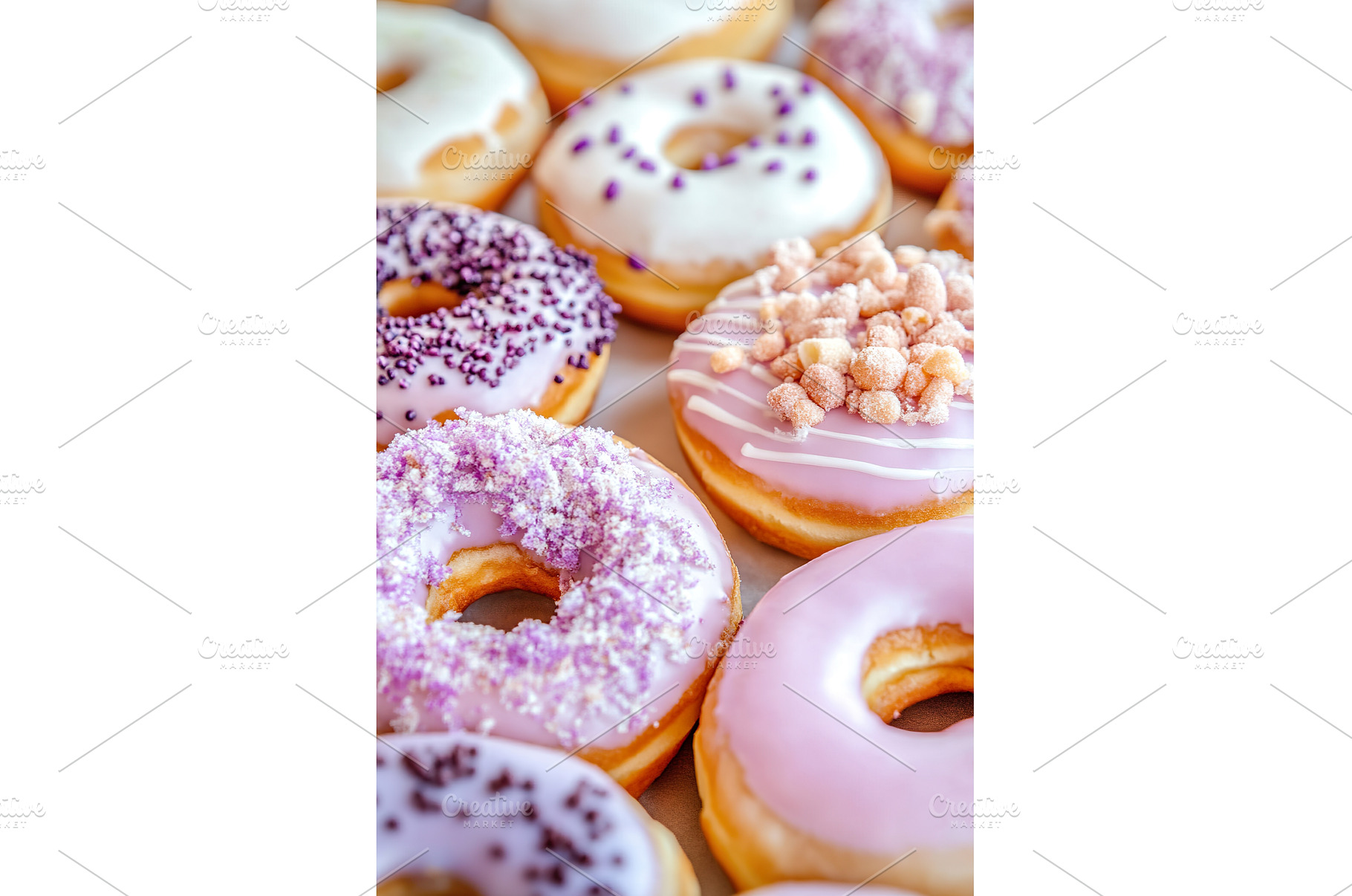 Assorted frosted donuts with, a Food & Drink Photo by Lermont51