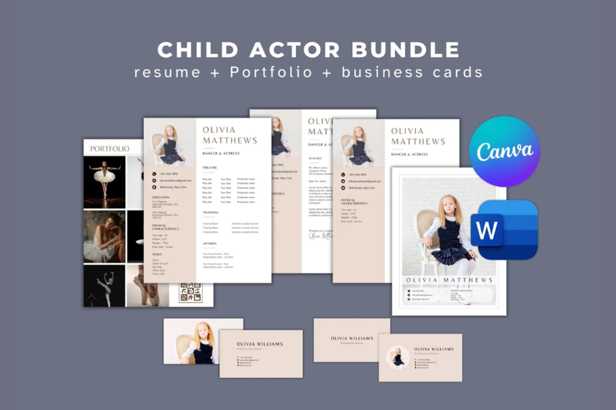Child Actor Bundle Resume template, a Resume Template by Climbwithelevator (Photo 1 of 10)
