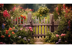 garden wooden fences ai generated, a Nature Photo by pikepicture