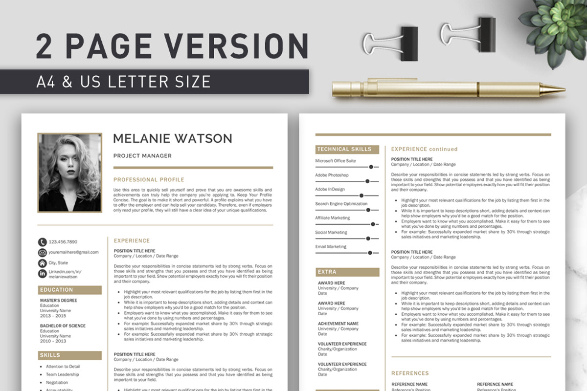 Resume Template CV + Cover Letter, a Resume Template by Klamp Studio (Photo 3 of 10)